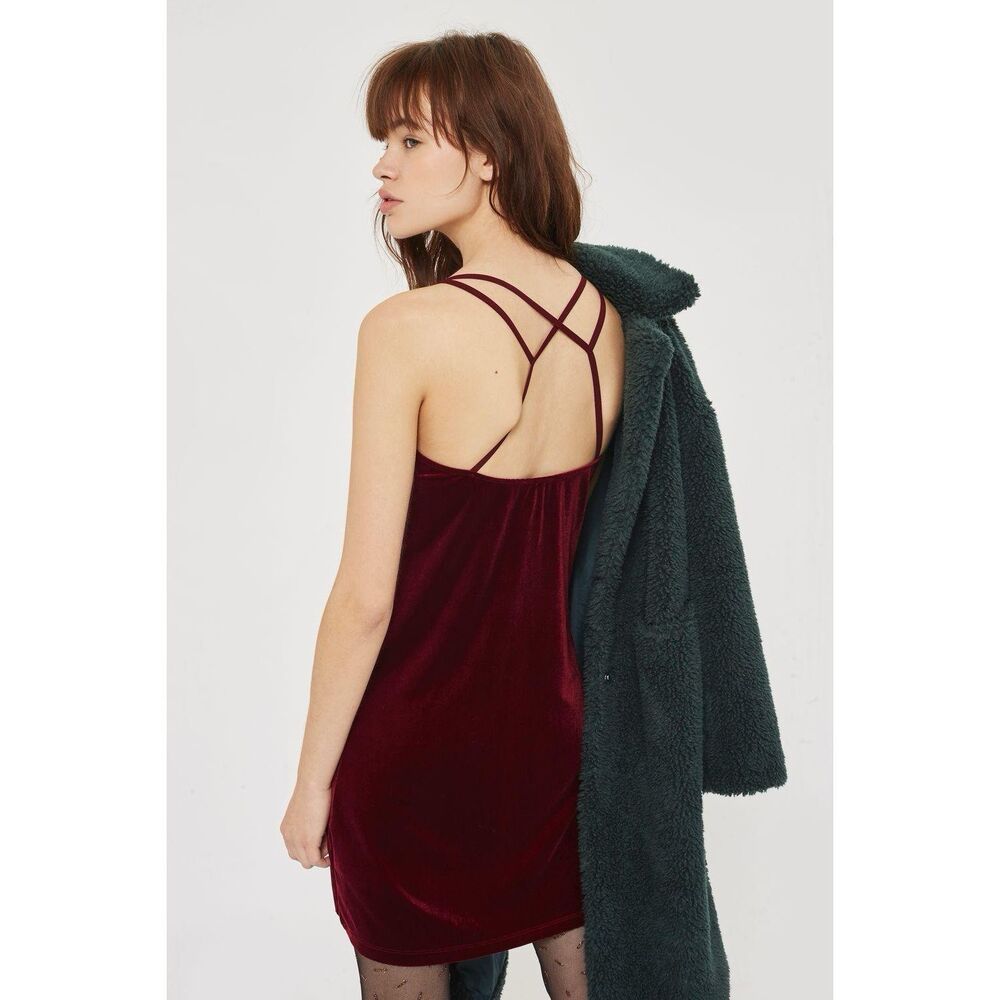 Topshop Women's Velvet Dress 10 Festival Cocktail Boho Grunge Goth Y2K Indie 90‎